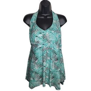 Sea & Sand Beachwear palm leaf on piece swimsuit swimdress 18w